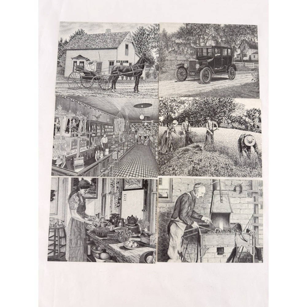 Vintage Postcard Lot 6 Remember Yesteryear Randy Rolffs Rural Farm Scenes
